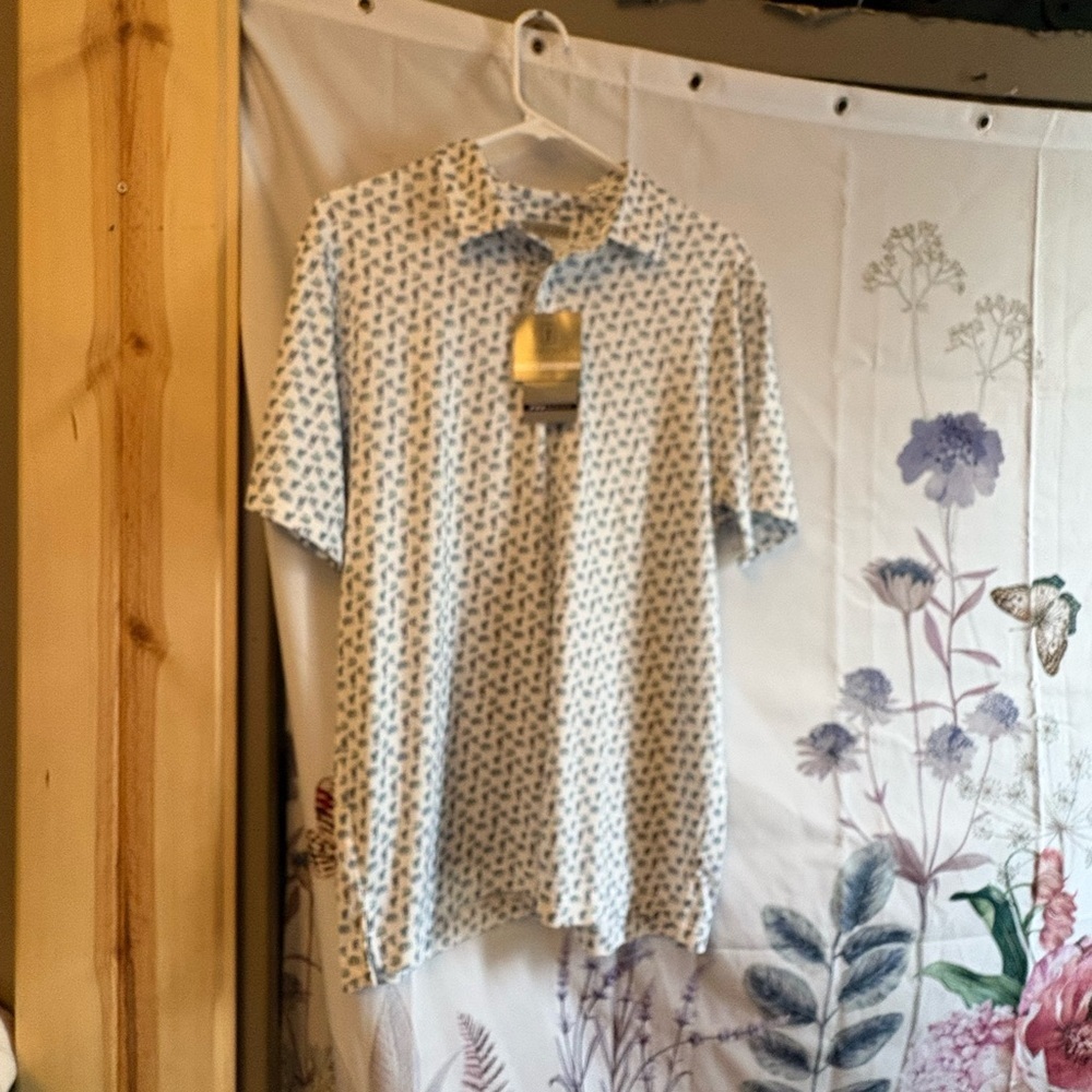 PGA Tour White and Blue Patterned Polo
